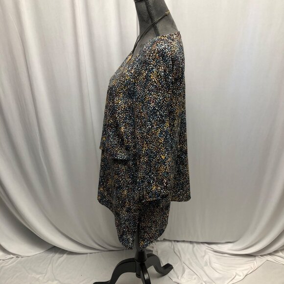 Apt 9 Tunic Womens Size Medium Black Multicolored Speckled Layered Blouse Top - Picture 4 of 9
